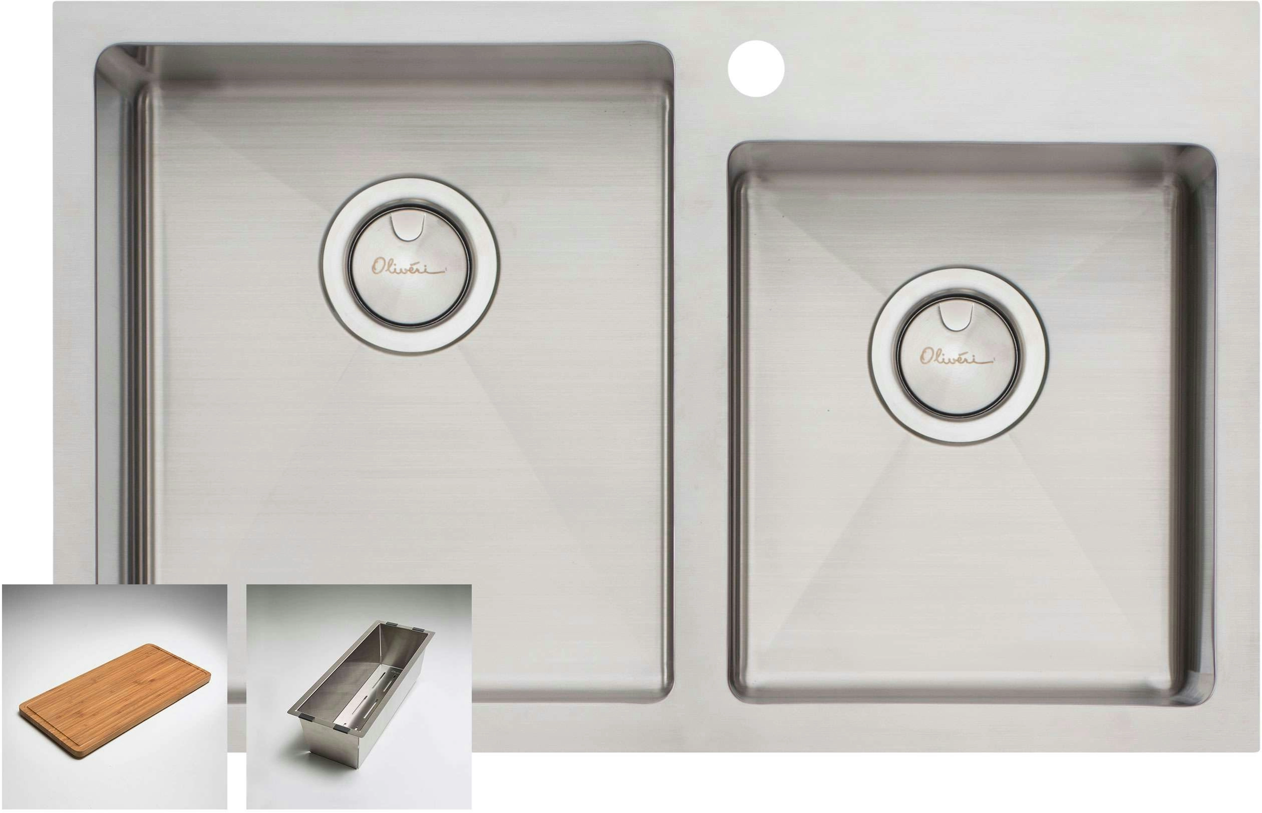 Oliveri Apollo 1 & 3/4 Double Left Hand Bowl Inset/Undermount/Flush Sink AP1415