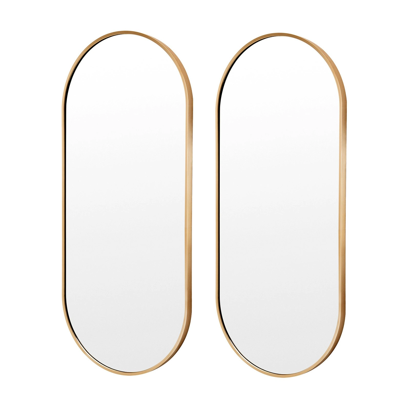 2 Set 45x100cm Wall Mirror Oval Bathroom - GOLD