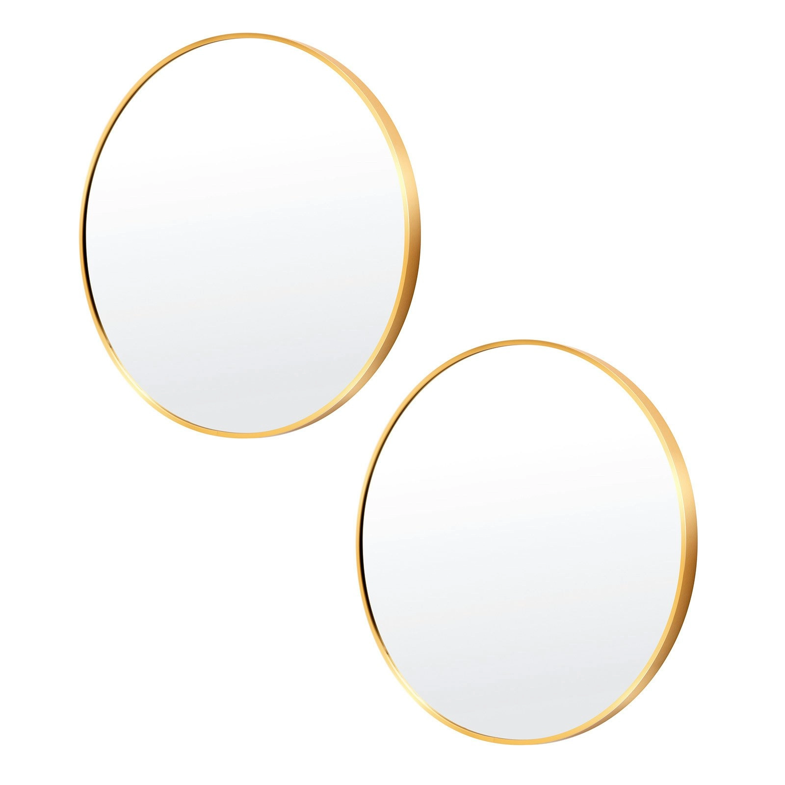 2 Set 60cm Wall Mirror Round Bathroom - GOLD