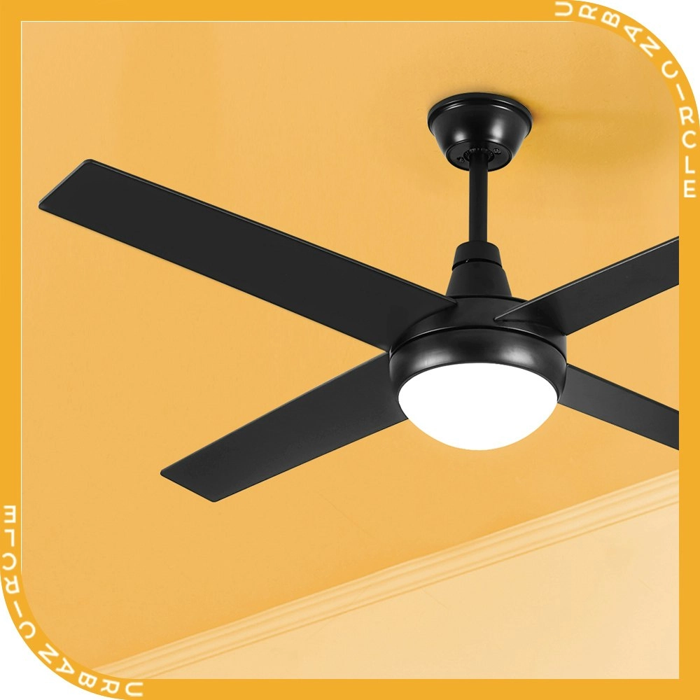 Krear 52" Ceiling Fan LED Light Remote Control Wooden Blades Timer 6 Speed Black