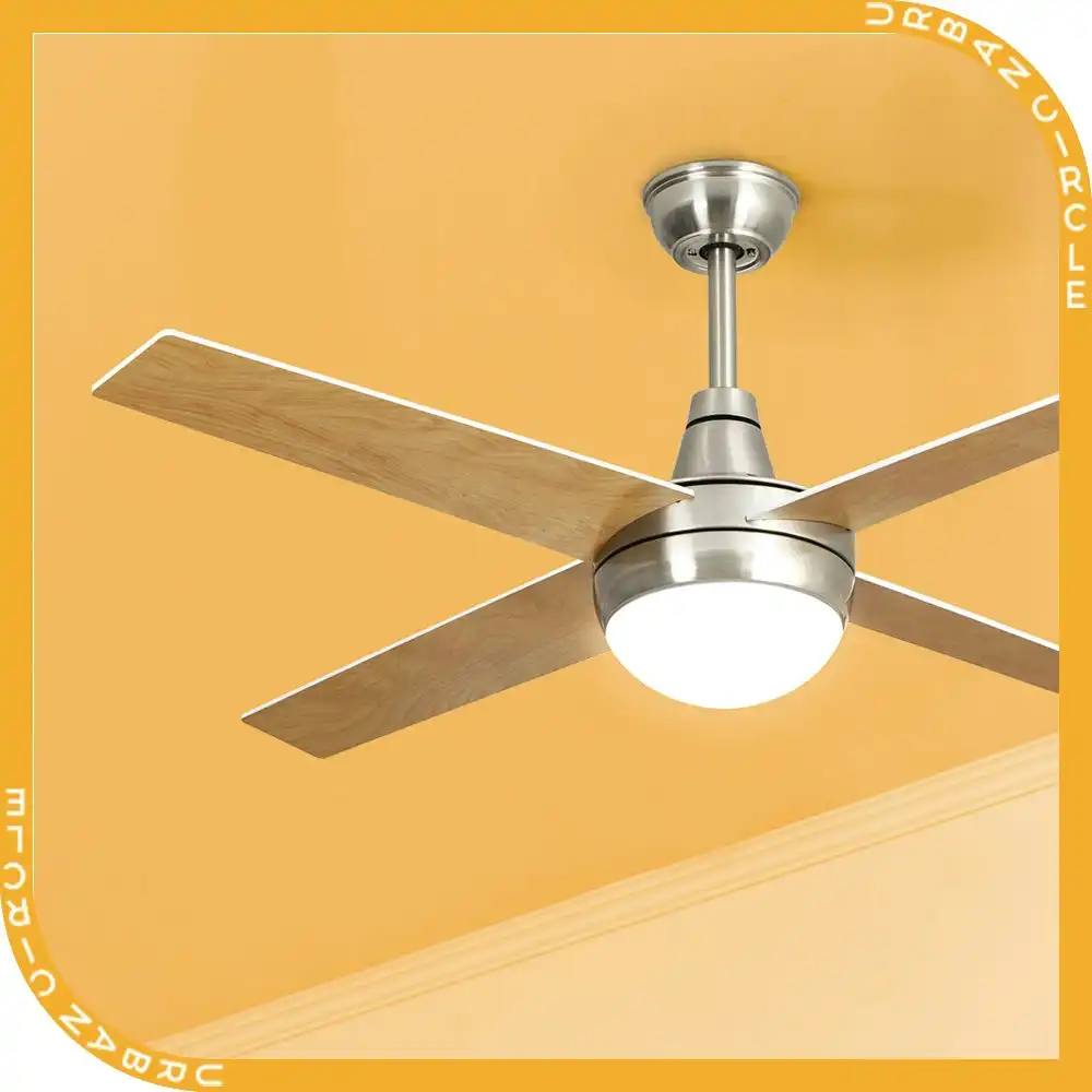 Krear 52" Ceiling Fan LED Light With Remote Control 4 Wooden Blades Wood Fans