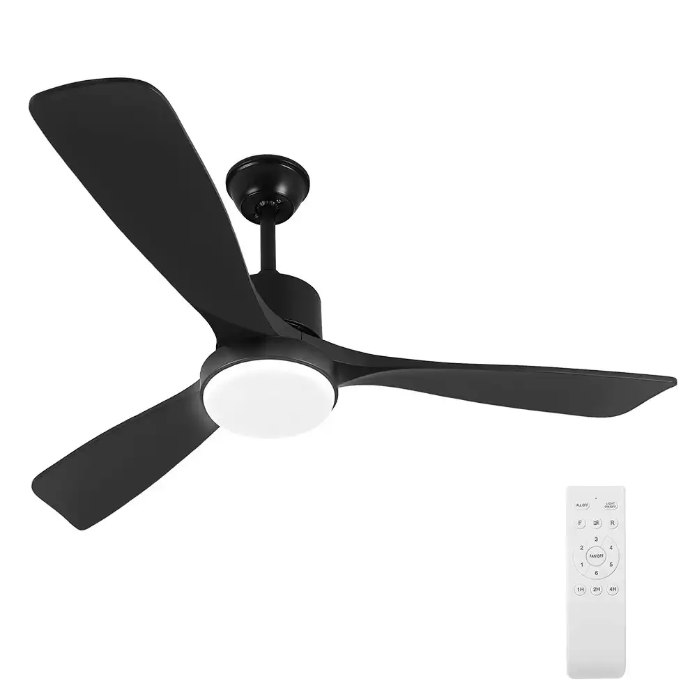 Krear 52" Ceiling Fan With Light Wooden Blade Fans DC Motor Remote Control Black