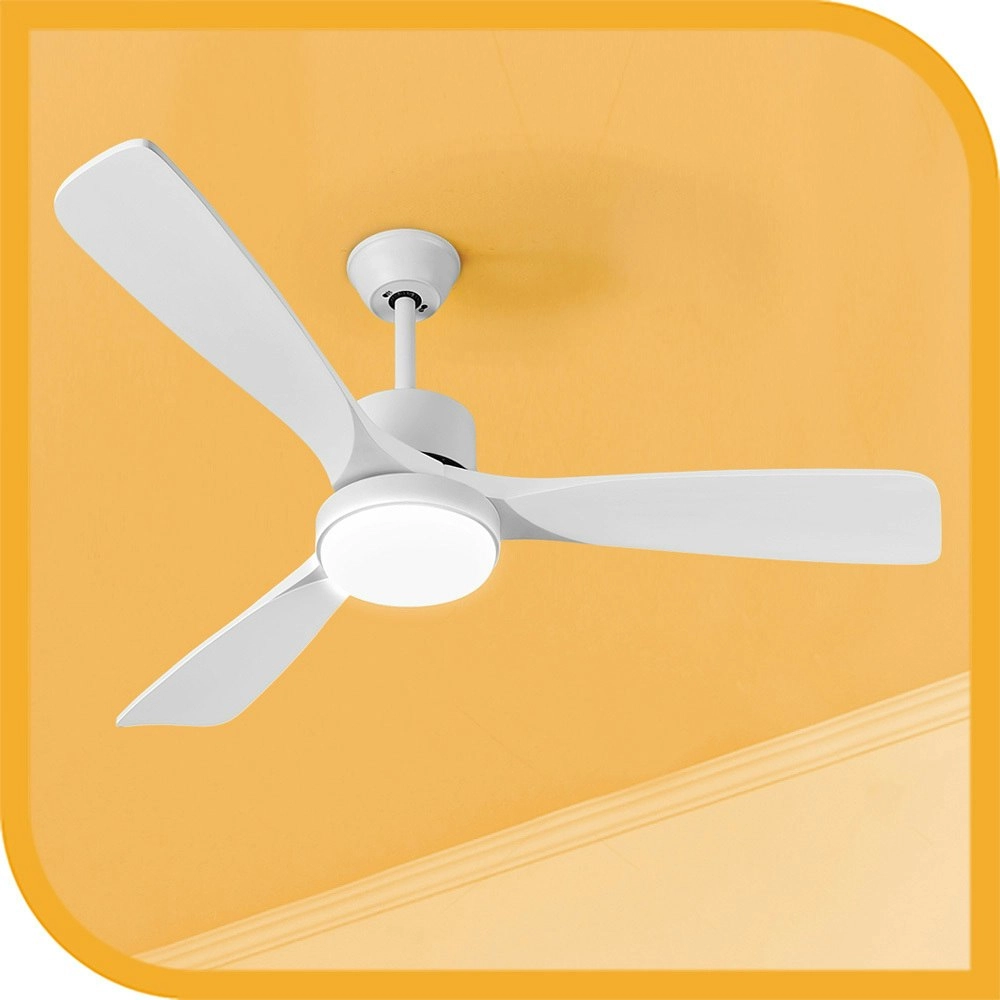 Krear 52" Ceiling Fan With Light Wooden Blade Fans DC Motor Remote Control White