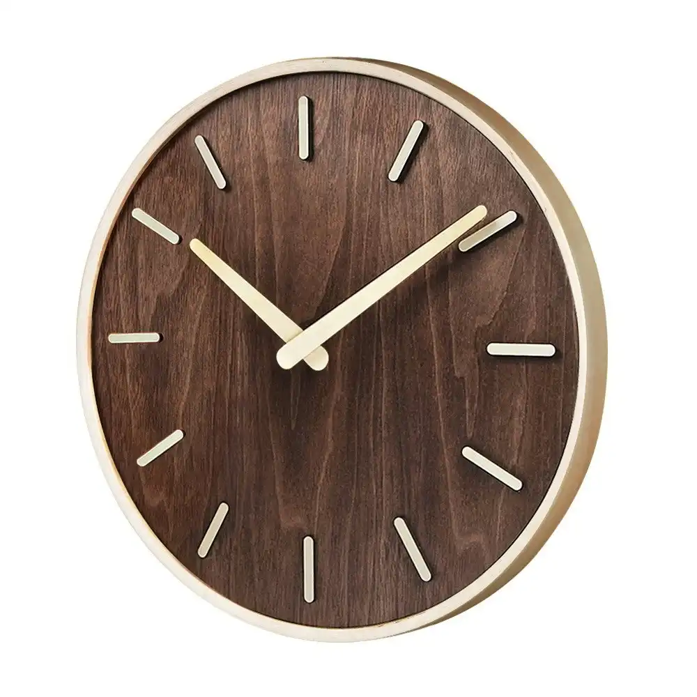 Furb Modern Wall Clock Wood Round Wall Clocks Silent Non-Ticking 40cm Home Room