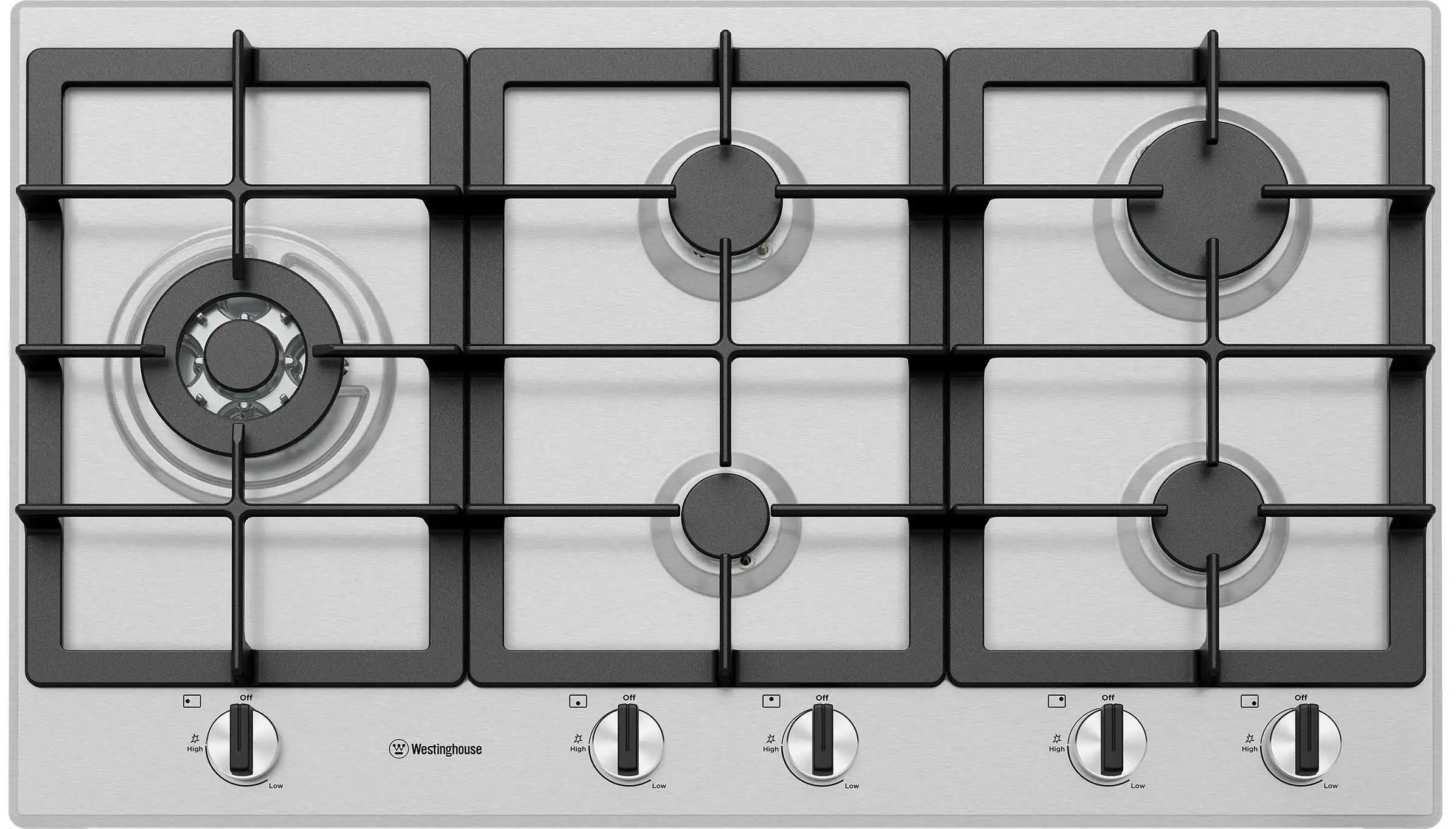 Westinghouse 90cm Stainless Steel Gas Cooktop WHG954SC