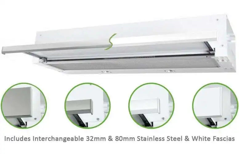 Robinhood 90cm Stainless Steel or White Slideout Rangehood RO91SS/WH/80