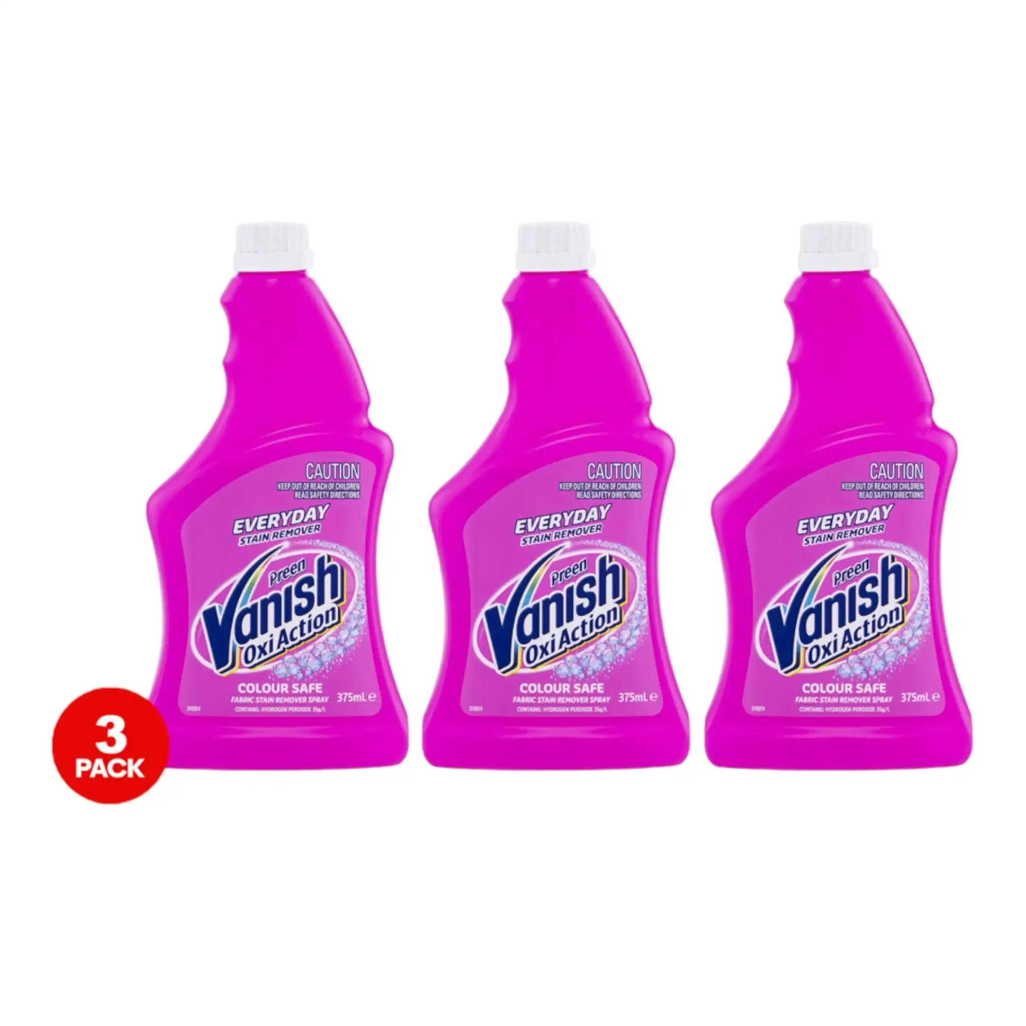3 Pack Vanish Preen OxiAction Everyday Stain Remover Refill 375mL