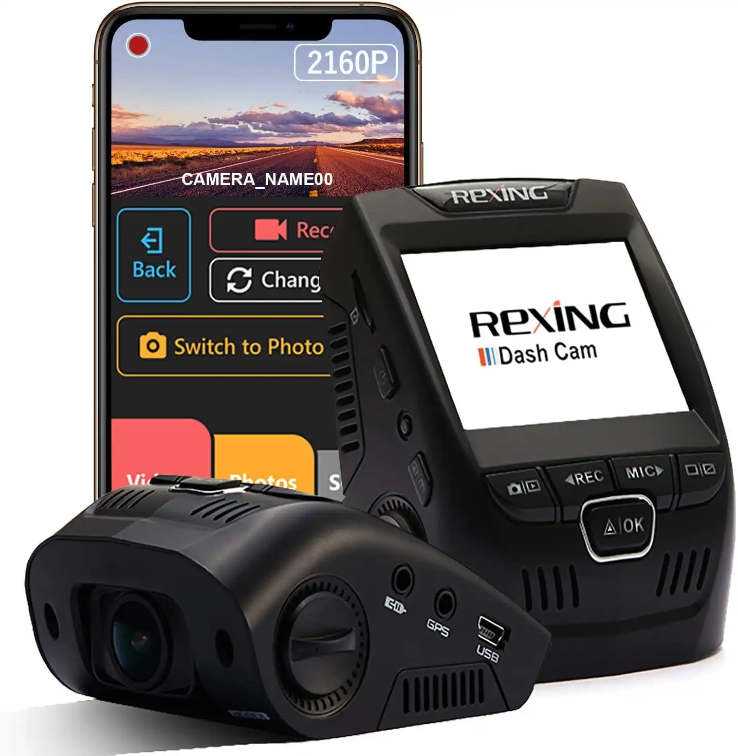 Rexing - V1P Max Real 4K UHD Dual-Channel Front and Rear Wi-Fi Dash Camera - Black