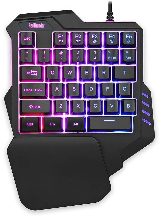 RedThunder One Handed Gaming Keyboard RGB Backlit 35 Keys Portable Mini Gaming Keypad Ergonomic Game Controller for PC Gamer