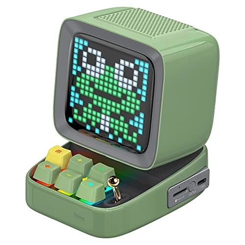 Divoom Ditoo Programmable Pixel Art LED-Bluetooth-Speaker Showing-Clock Emoji DIY Design for Home Wedding Party Decoration with Wireless App Control (Green)