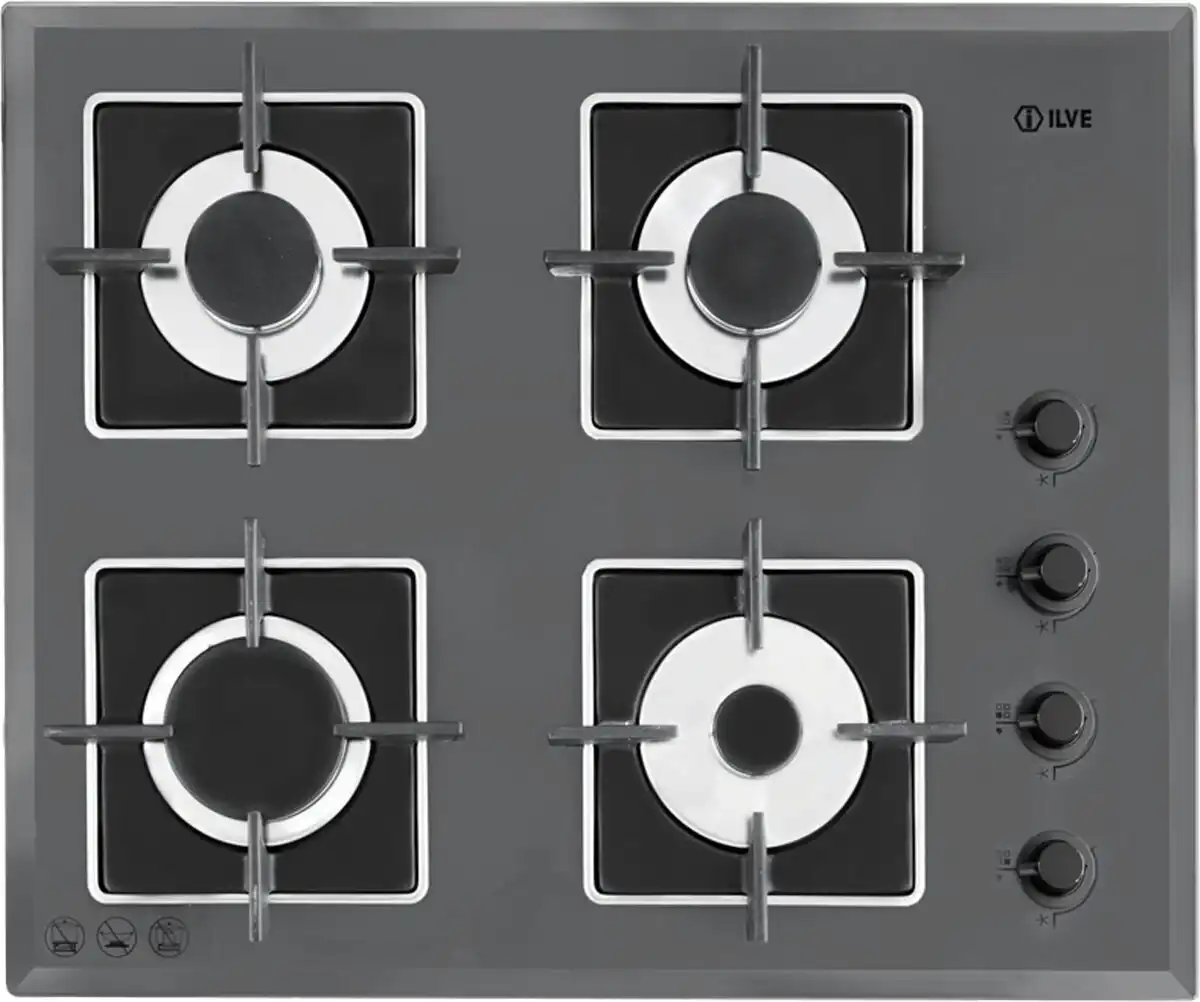 Ilve 60cm Grigio Lusso Natural Gas Tempered Glass Cooktop
