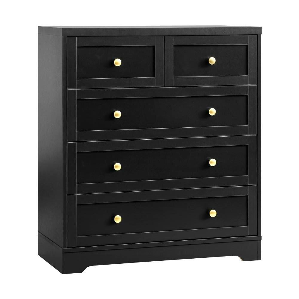 LISA Chest of Drawers with 5 Drawers Dresser Tallboy Storage Cabinet Black