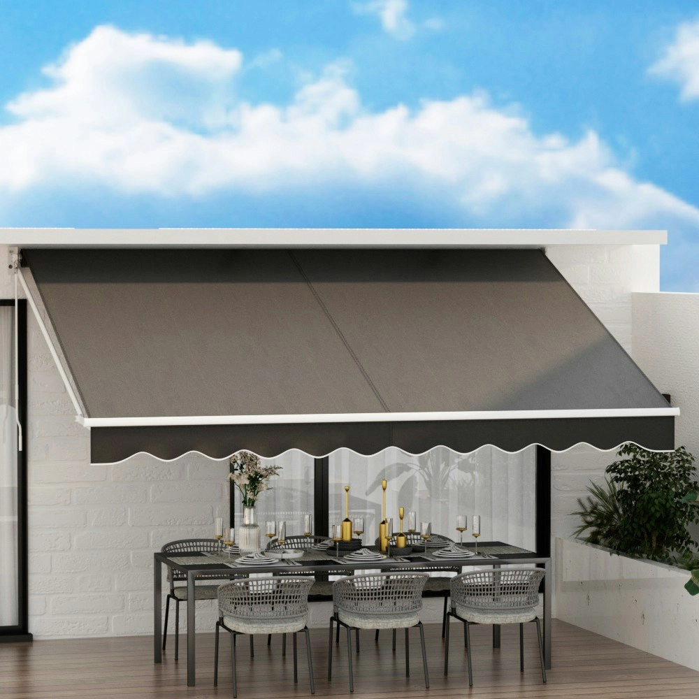 Instahut Retractable Folding Arm Awning Motorised Sunshade 4Mx2.5M Grey