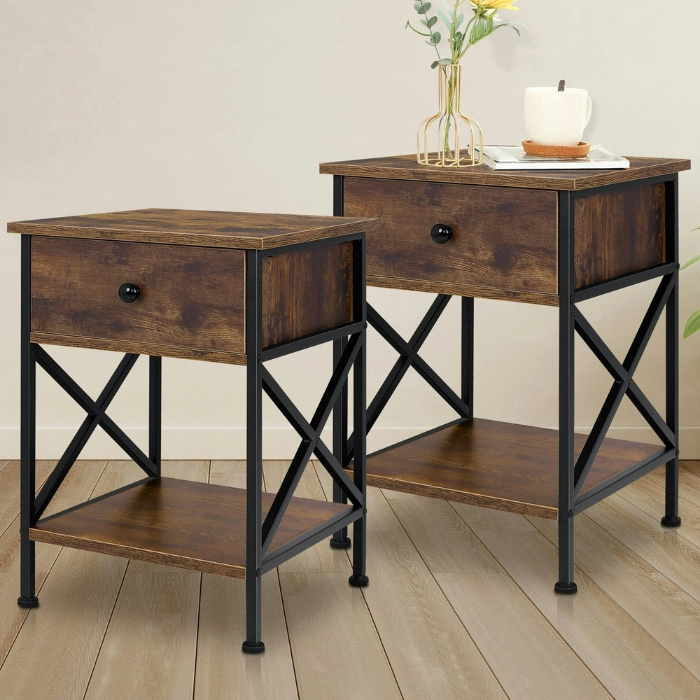 Alfordson 2x Bedside Table Retro Oak