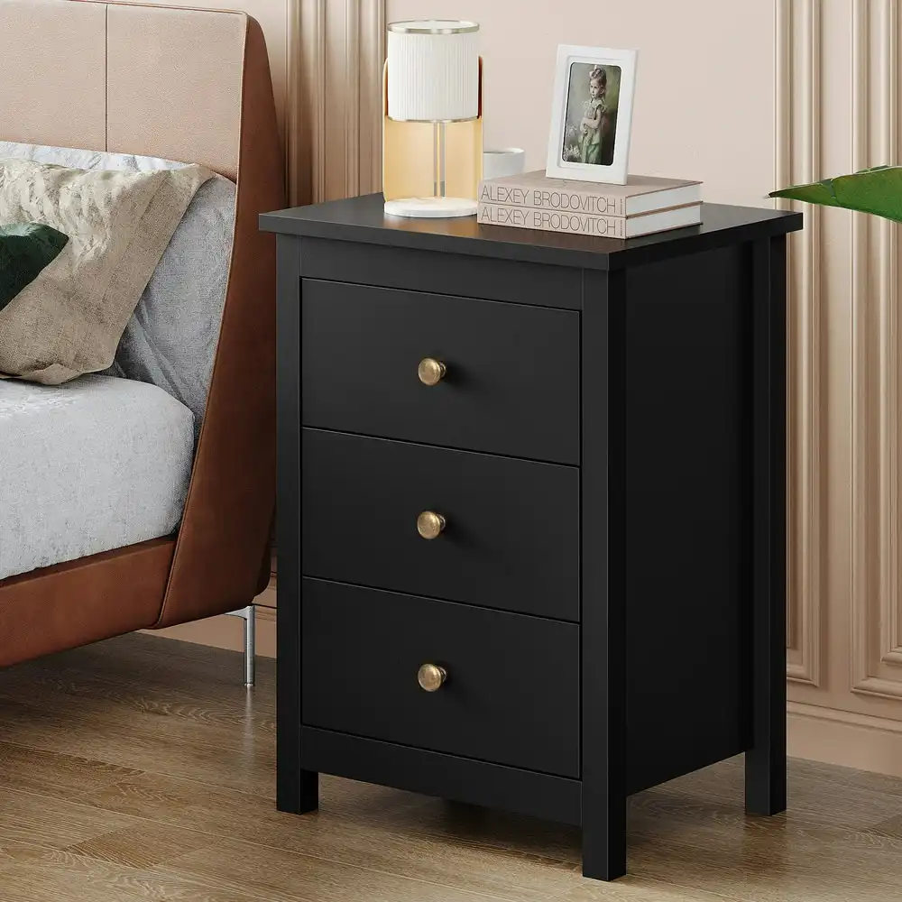 Alfordson Bedside Table Hamptons - Black