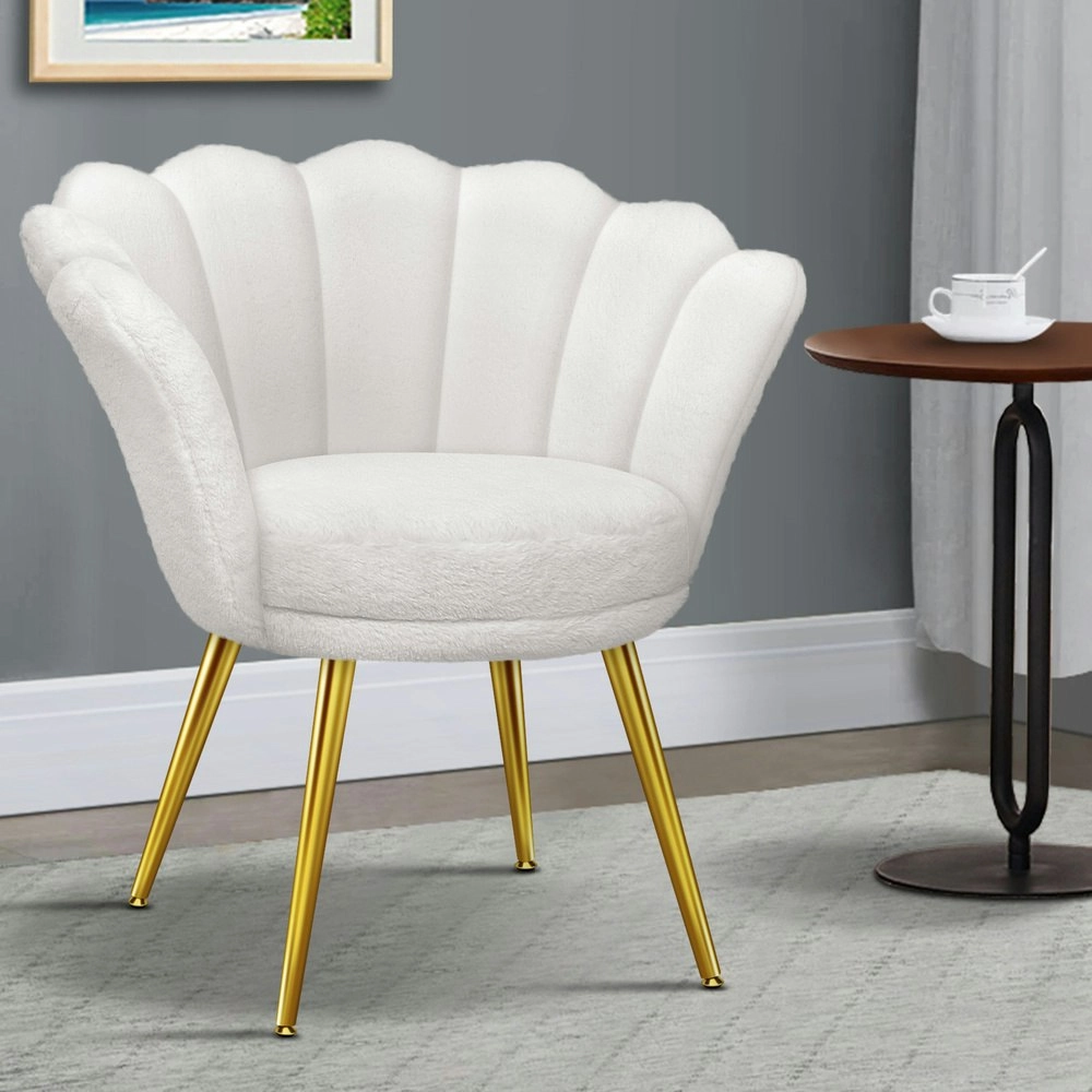 Alfordson Armchair Accent Chair Faux Fur Seat White