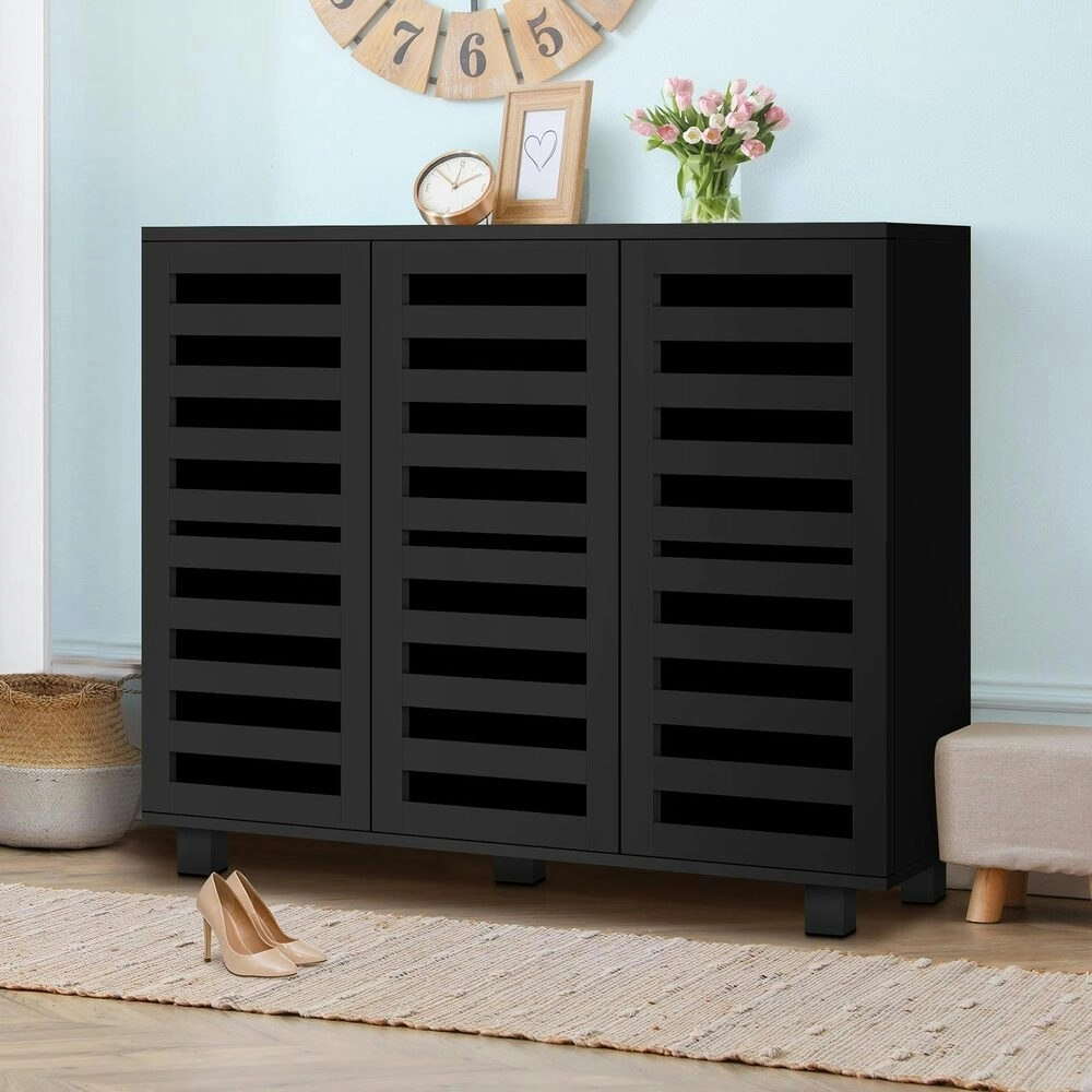 Alfordson Shoe Cabinet Rack 30 Pairs Black