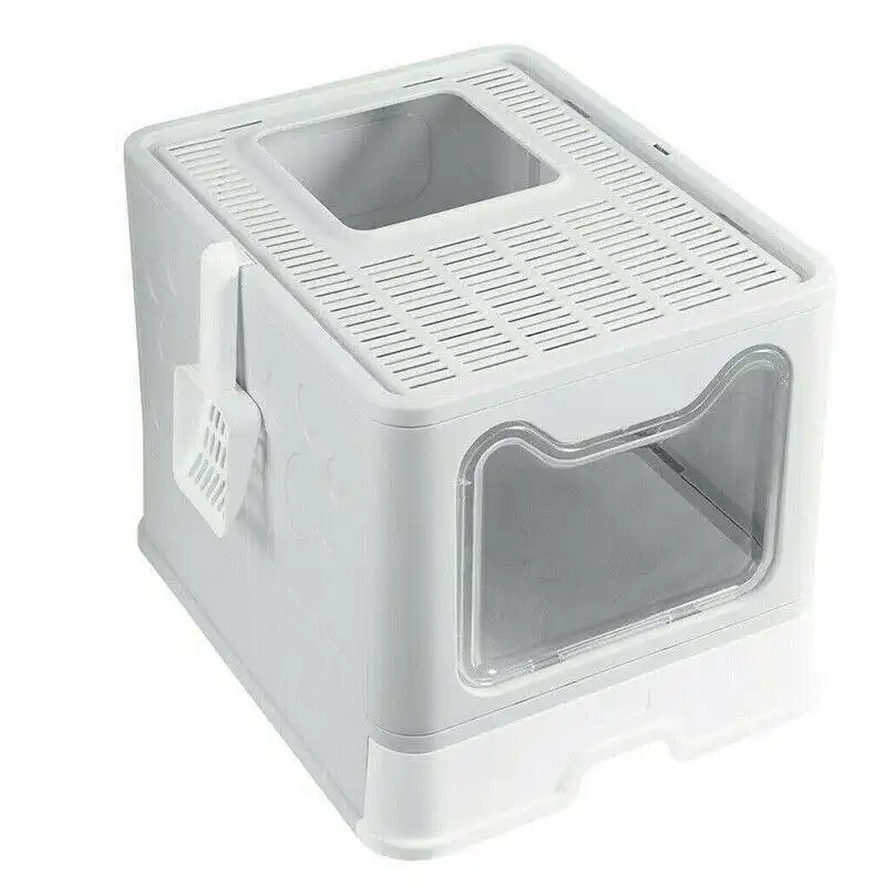 Self-Cleaning Hooded Cat Litter Box Enclosed Large Kitty Toilet Box Tray Refills