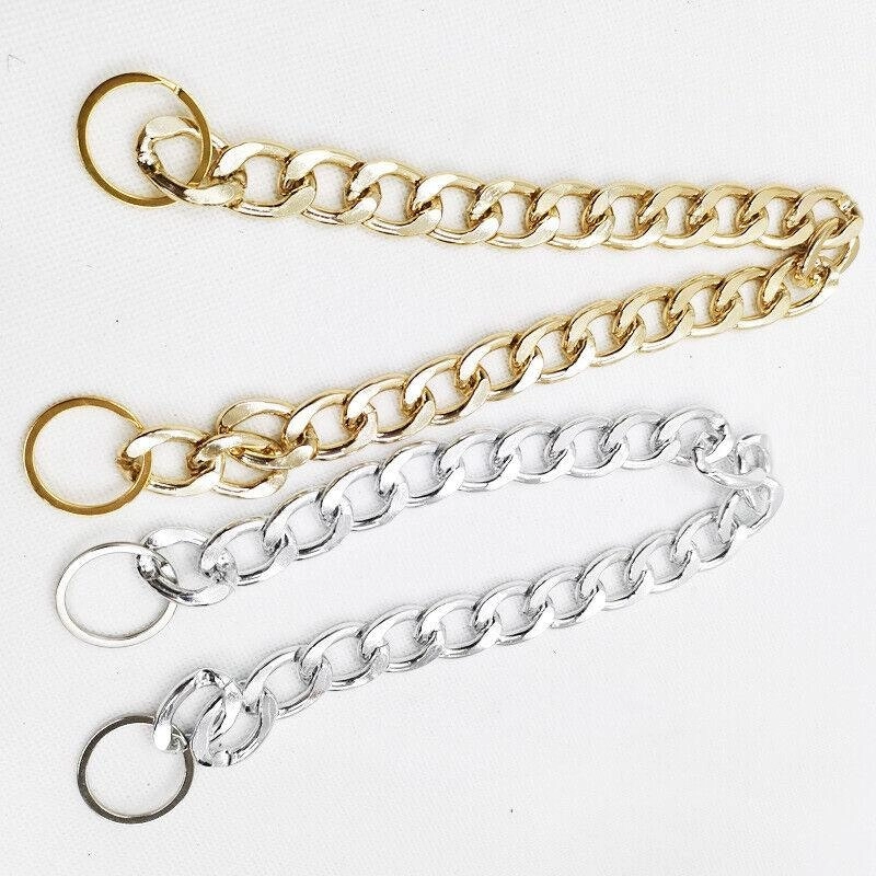 Dog Chain Collar Heavy Duty Choker Double Pet Slip Check Twist Link Chrome Chain Gold