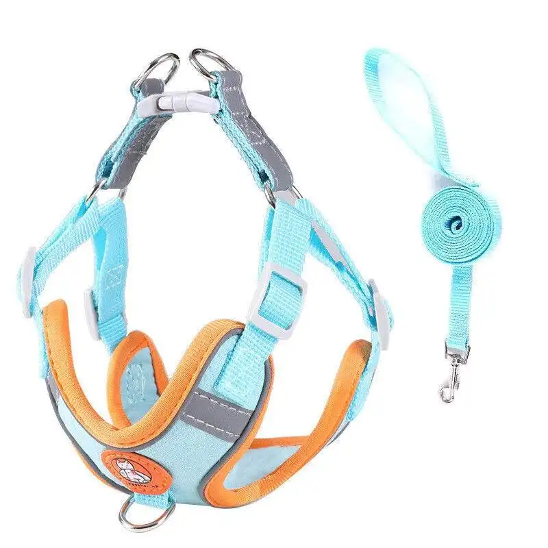 Dog Harness Cat Lead Puppy Leash VEST Mesh Breathe Adjustable Braces Small Pet Blue