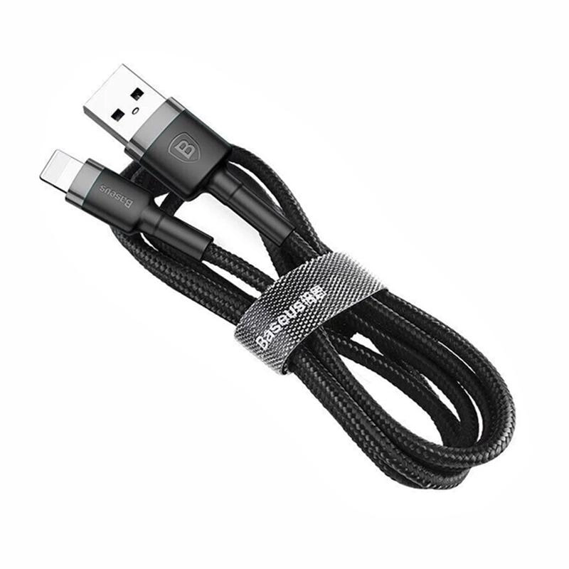 Grey Black Genuine BASEUS 2.4A USB to Lighting Charging Cable Cord for iPhone 13 12 Pro XS