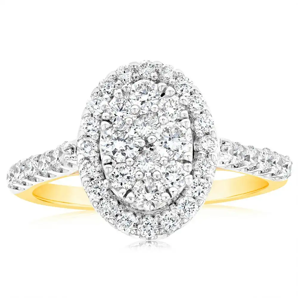 Luminesce Diamond 1 Carat Oval Dress Ring in 9ct Yellow Gold