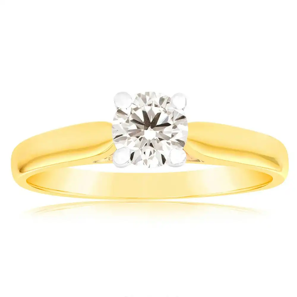 18ct Yellow Gold Solitaire Ring With 0.50 Carat Australian Diamond