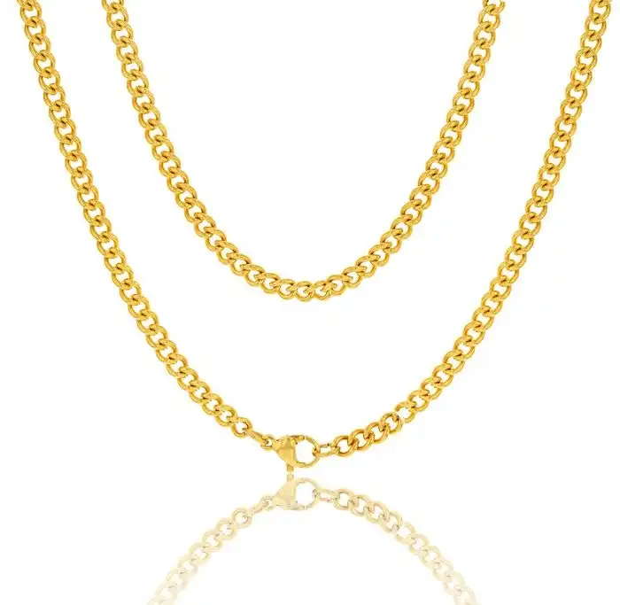 Stainless Steel Gold Plated 55cm Curb Chain