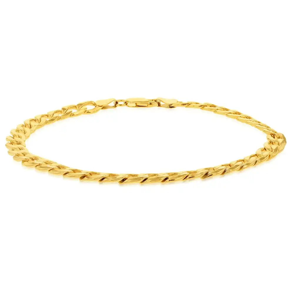 9ct Yellow Gold Copperfilled Curb 150 Gauge 22cm Bracelet