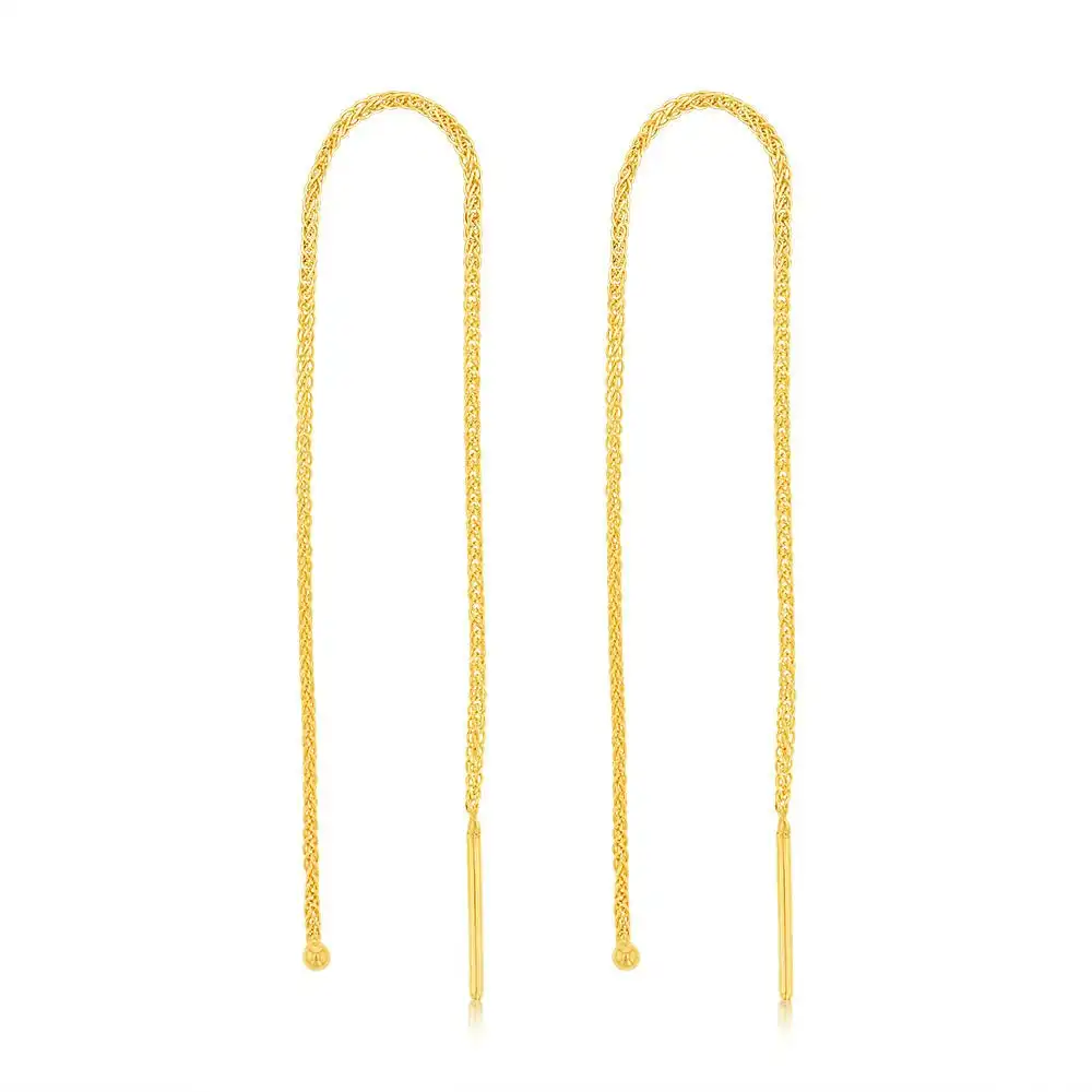 9ct Yellow Gold Chain Threader Drop Earrings