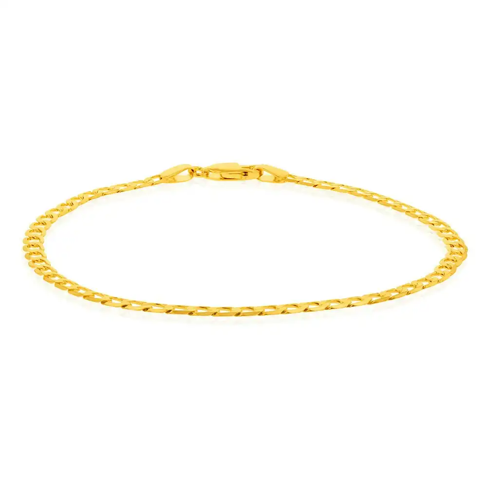 9ct Yellow Gold Superflat Light 80 Gauge Curb 19cm Bracelet