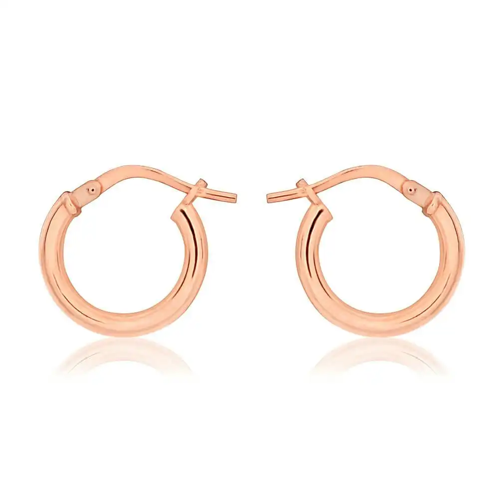 9ct Rose Gold Silver Filled 10mm Hoop Earrings