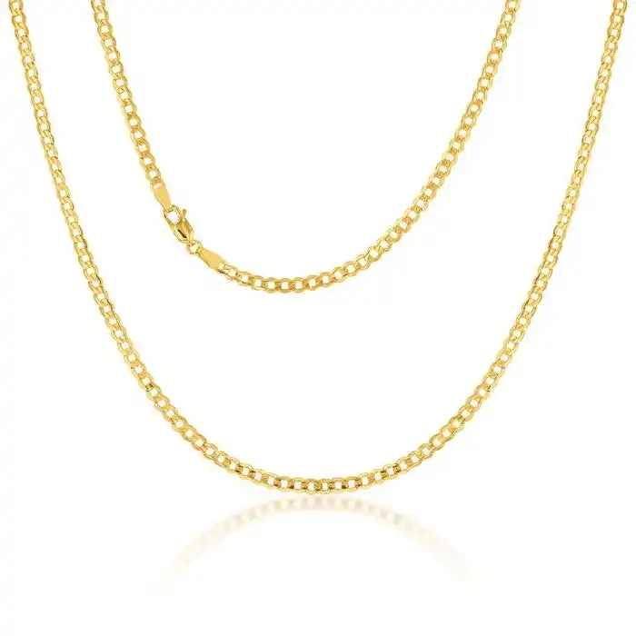 9ct Yellow Gold Silverfilled Super Flat Curb 80 Gauge 50cm Chain