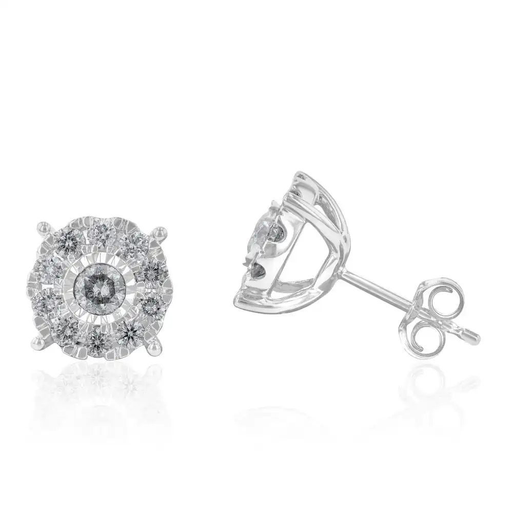 9ct White Gold 1 Carat Diamond Stud Earrings