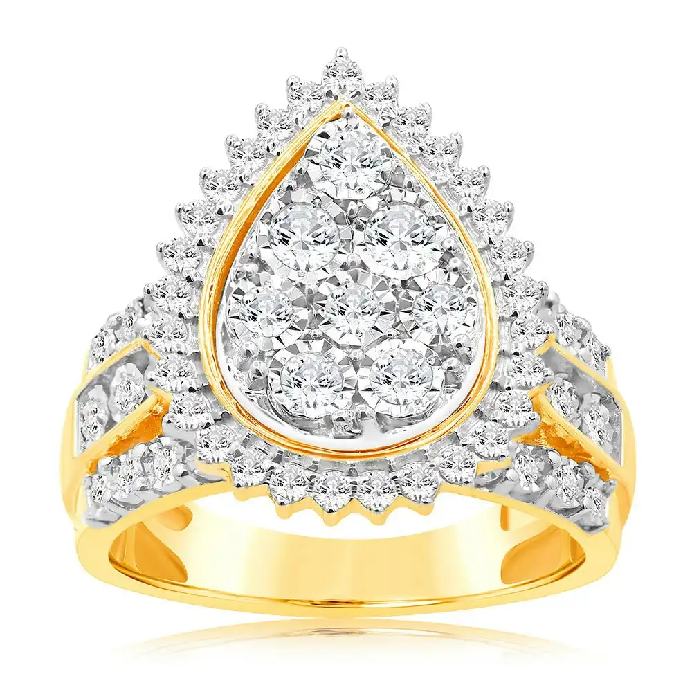 9ct Yellow Gold 1 Carat Pear Shape Diamond Ring