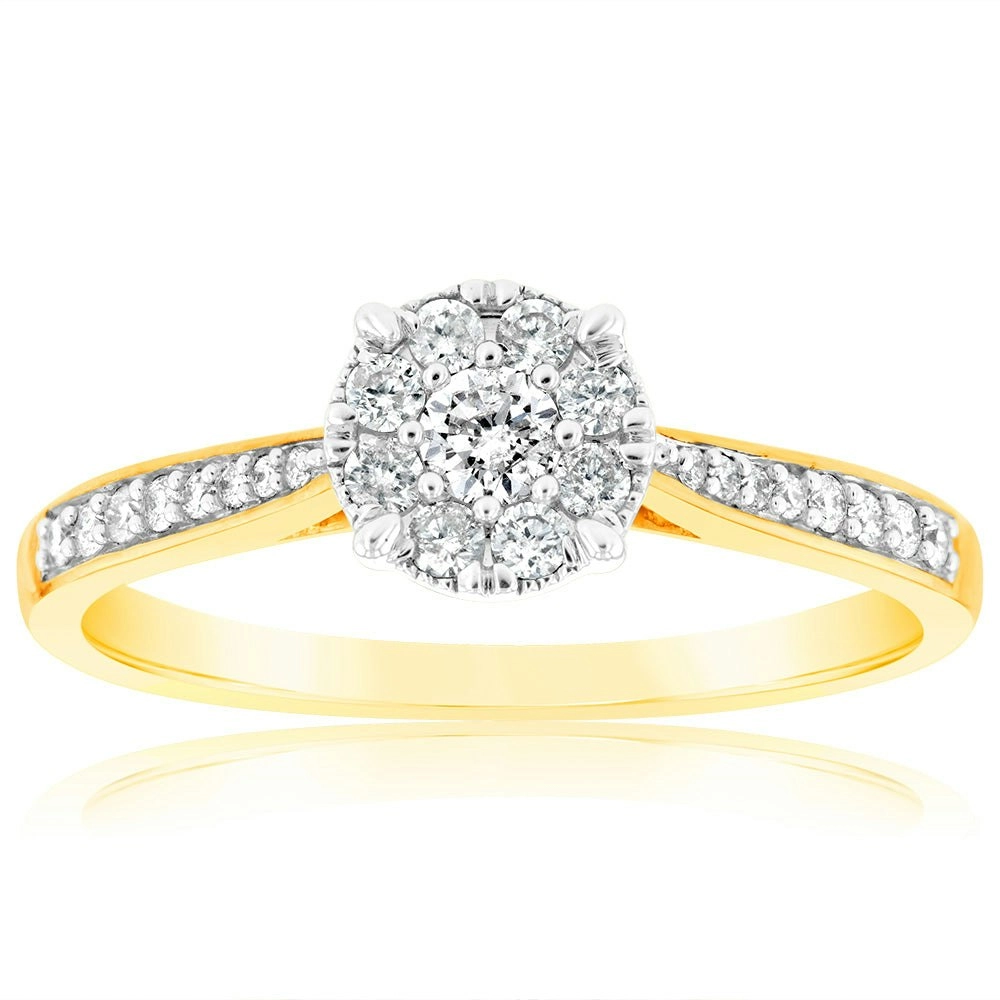 9ct Yellow Gold Ring With 1/3 Carats Of Diamonds