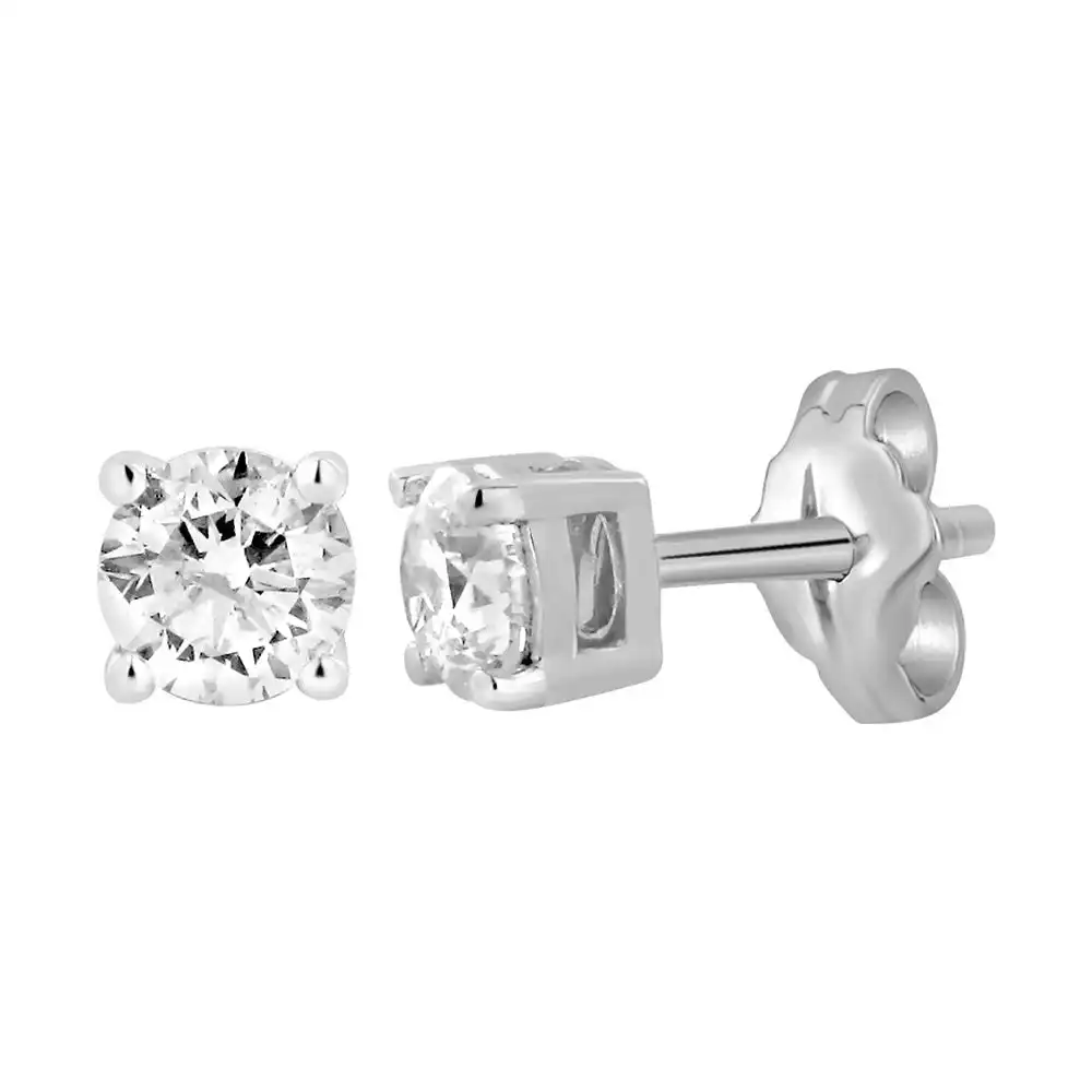 9ct White Gold 3/4 Carat Diamond Stud Earrings