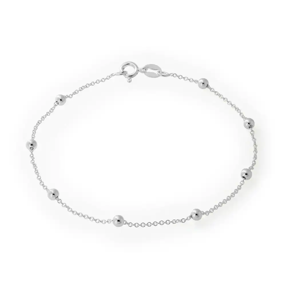 Sterling Silver 19cm Ball and Chain Bracelet