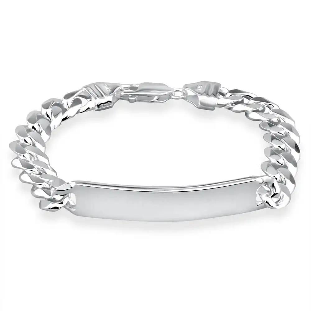 Sterling Silver Heavy Curb 250 Gauge ID Bracelet 21cm