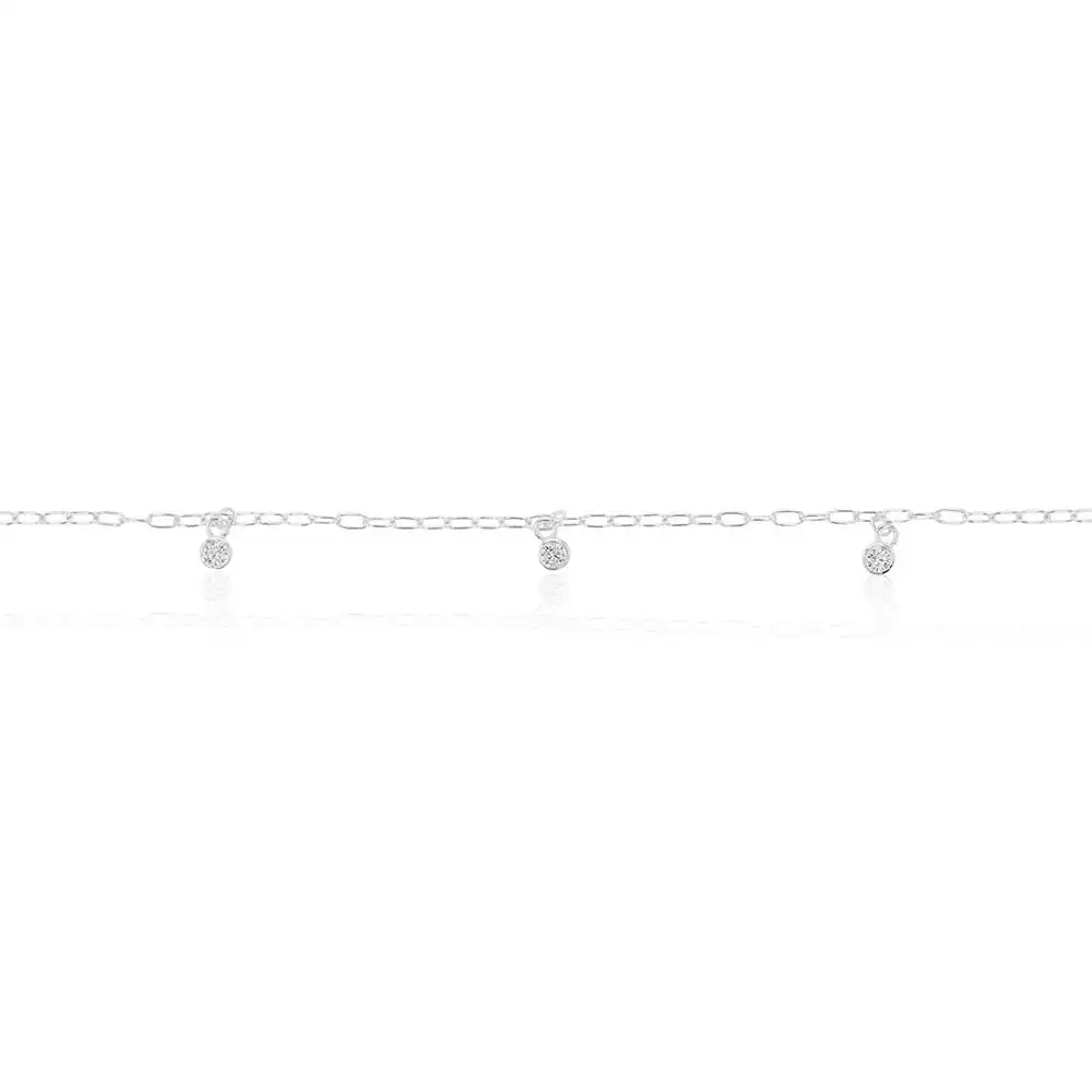 Sterling Silver Multi Bead Drop 25cm Anklet