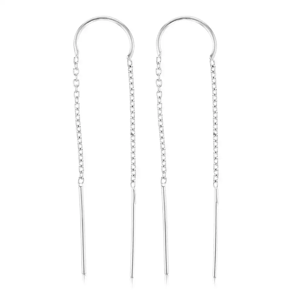 Sterling Silver Plain Threader Drop Earring