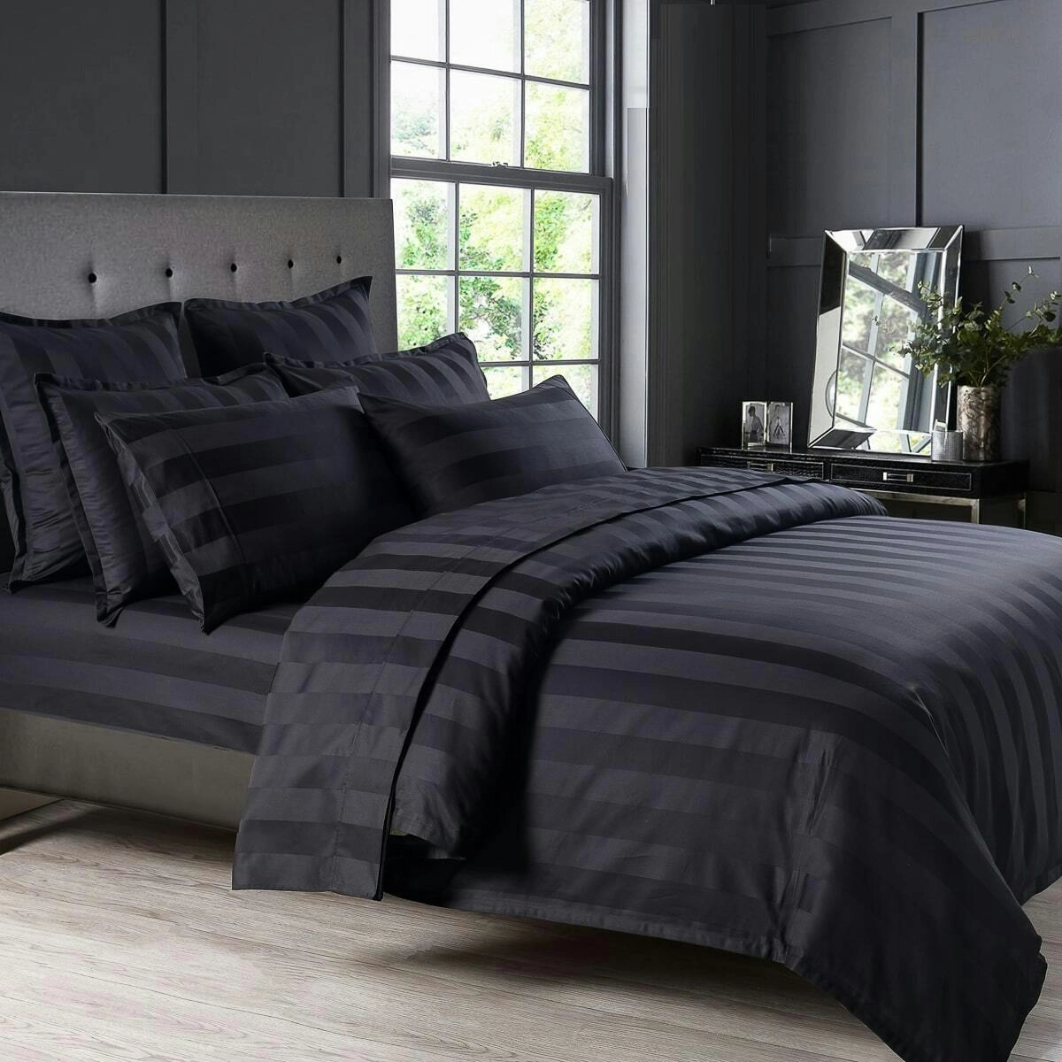 Bespoke 1200TC Sheet Set Black King Bed Extra Depth