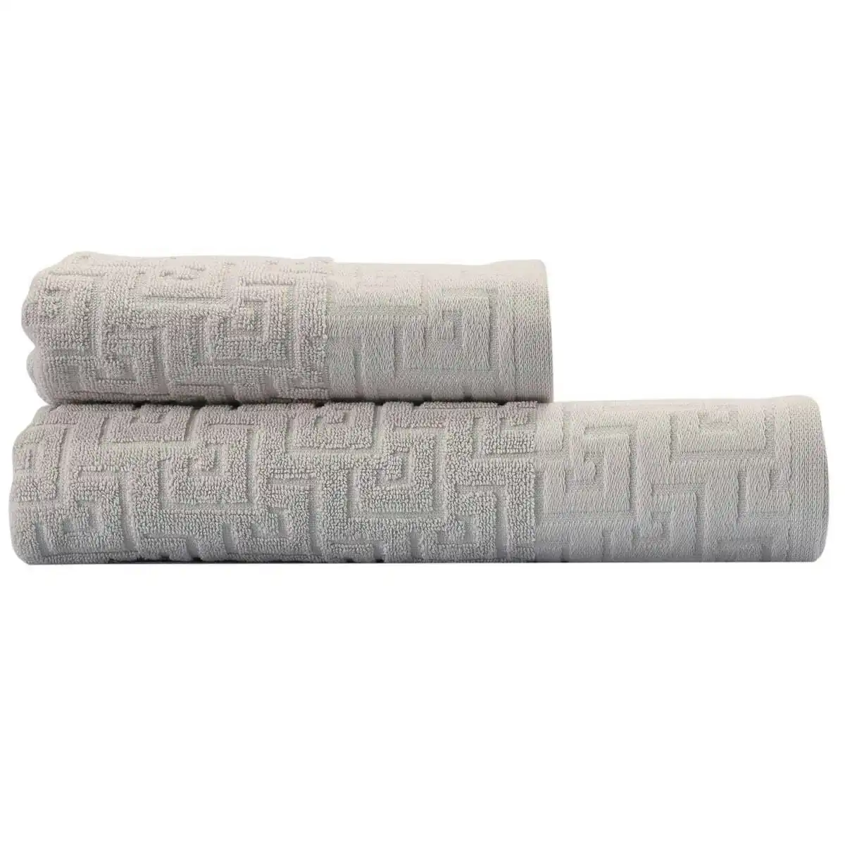 Greek Key Bath Towel Silver