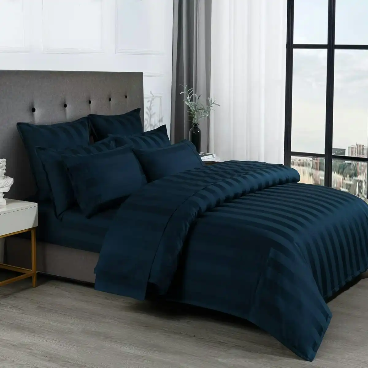 Bespoke 1200TC Sheet Set Navy King Bed Extra Depth