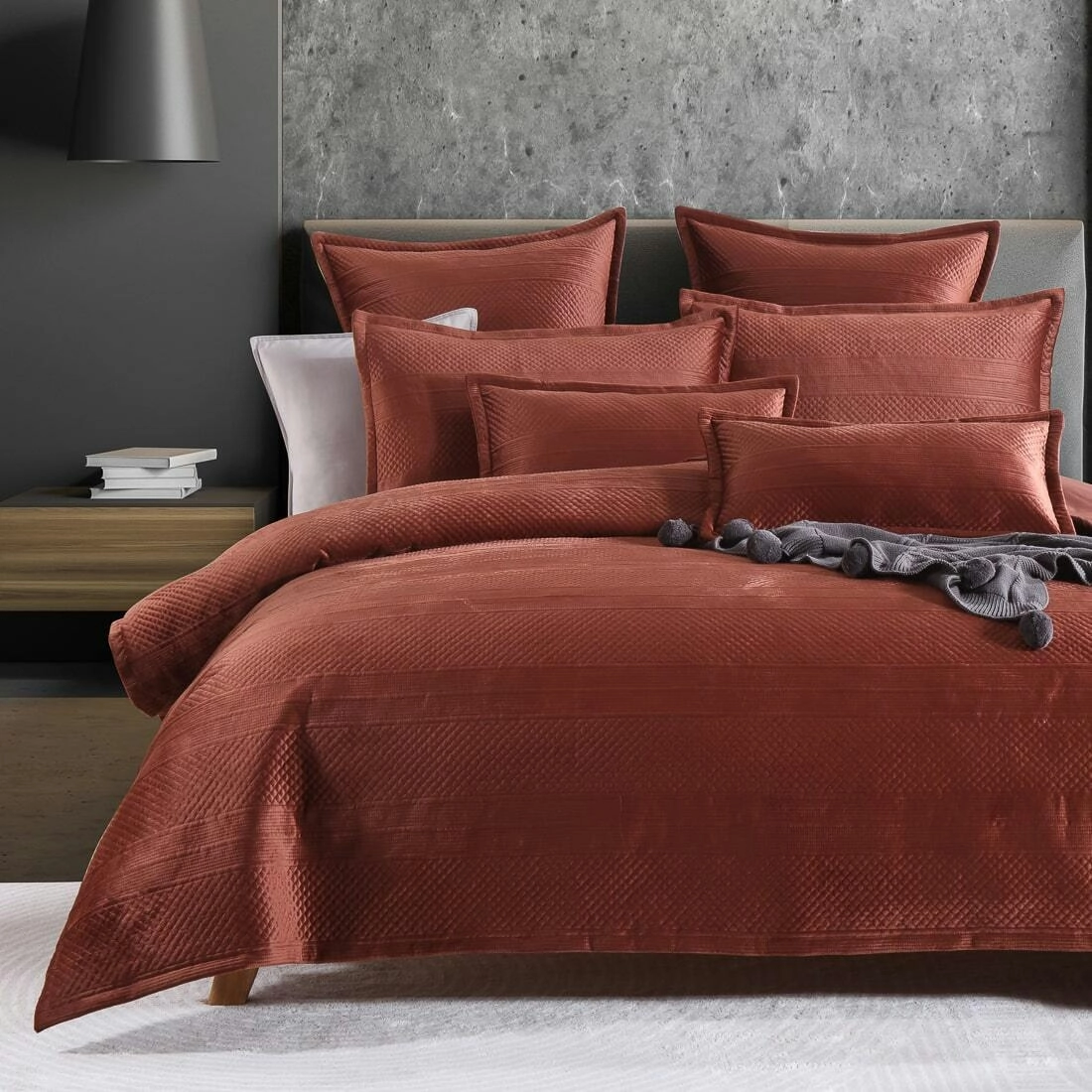 Emma Quilt Cover Set Rust