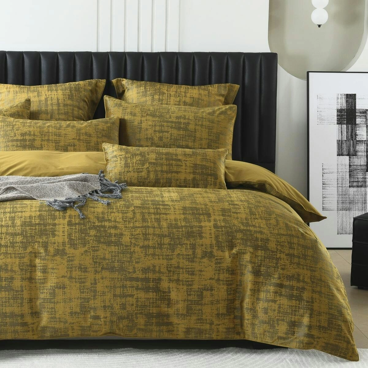 Boston Mustard Velvet Quilt Cover Set