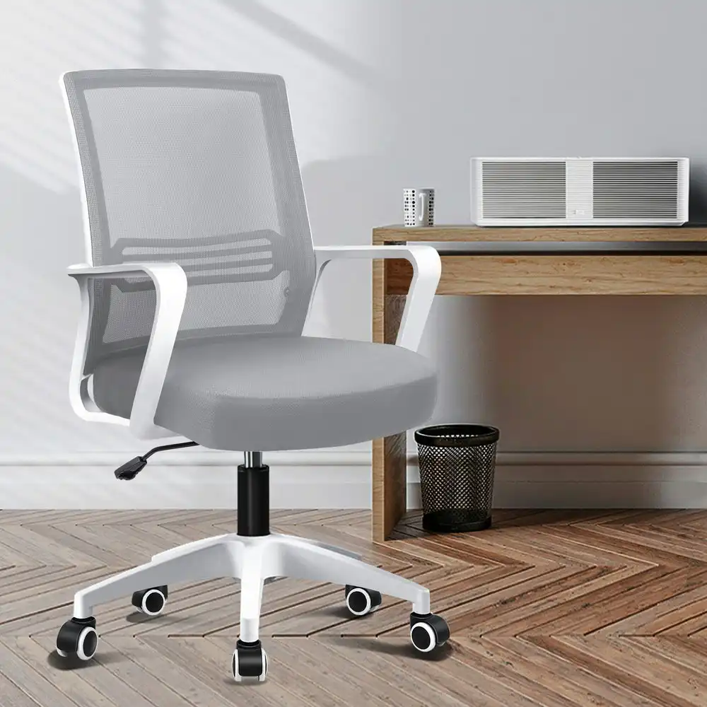Alfordson Mesh Mid Back Office Chair White Grey