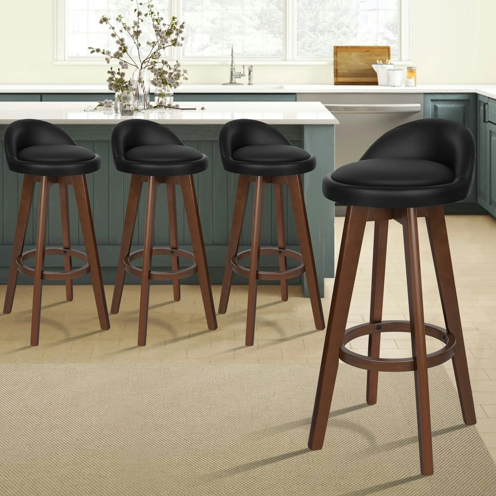 Alfordson Bar Stools Wooden Black Brown X4