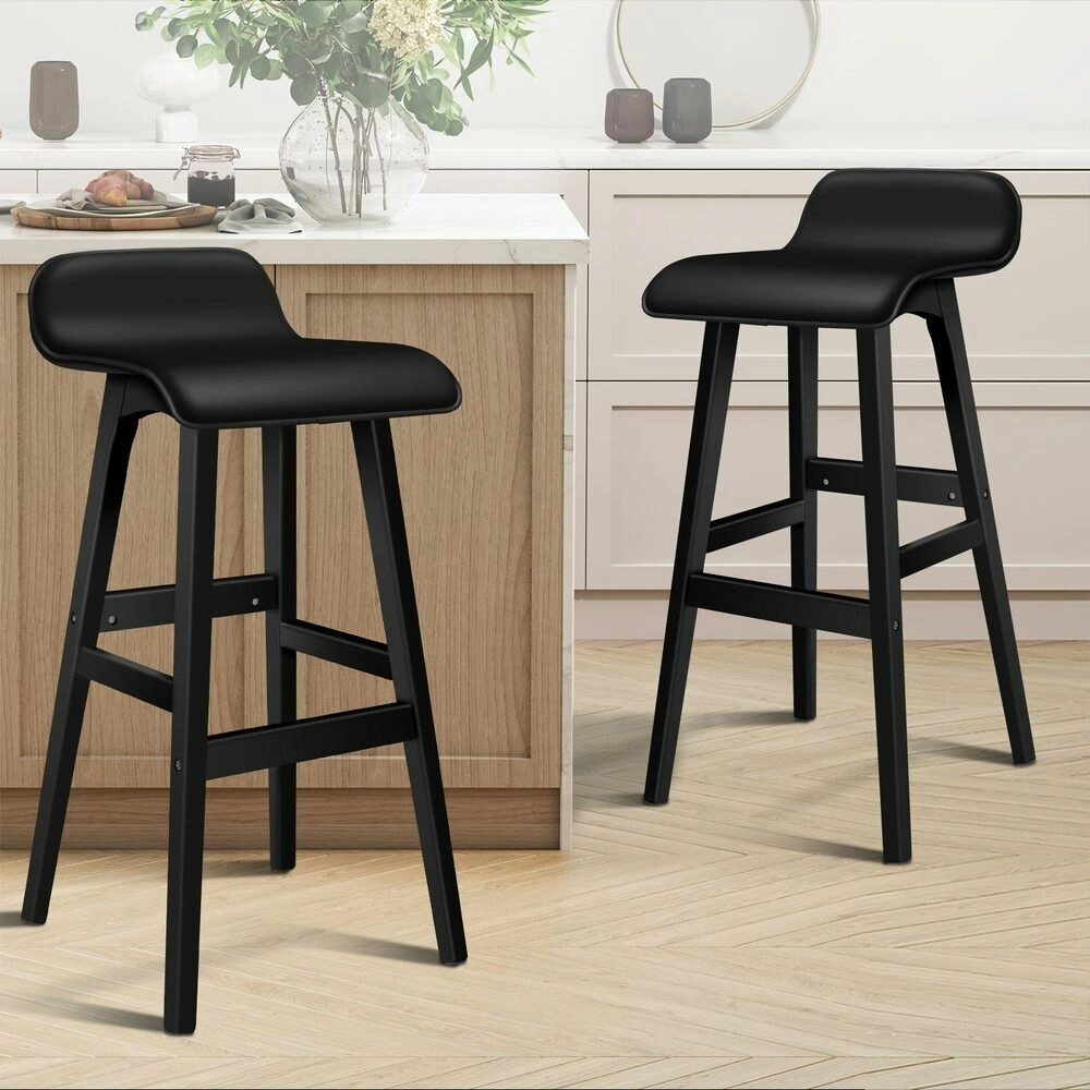 Alfordson Bar Stools Wooden All Black X2