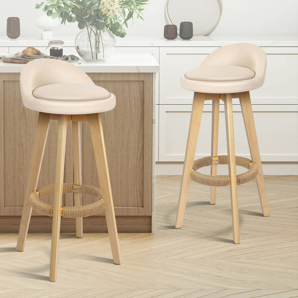 Alfordson Bar Stools Wooden Beige X2